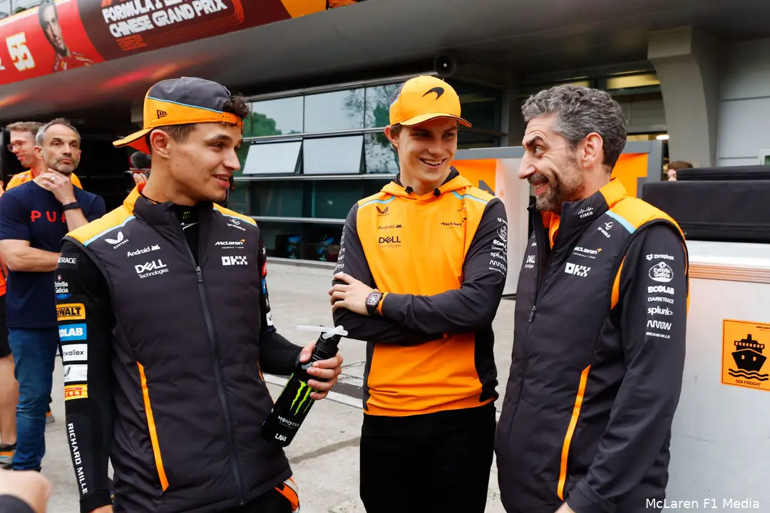 lando norris oscar piastri andrea stella mclaren china