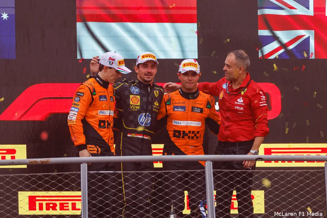 Leclerc en Piastri eindigden allebei hoger dan Norris.