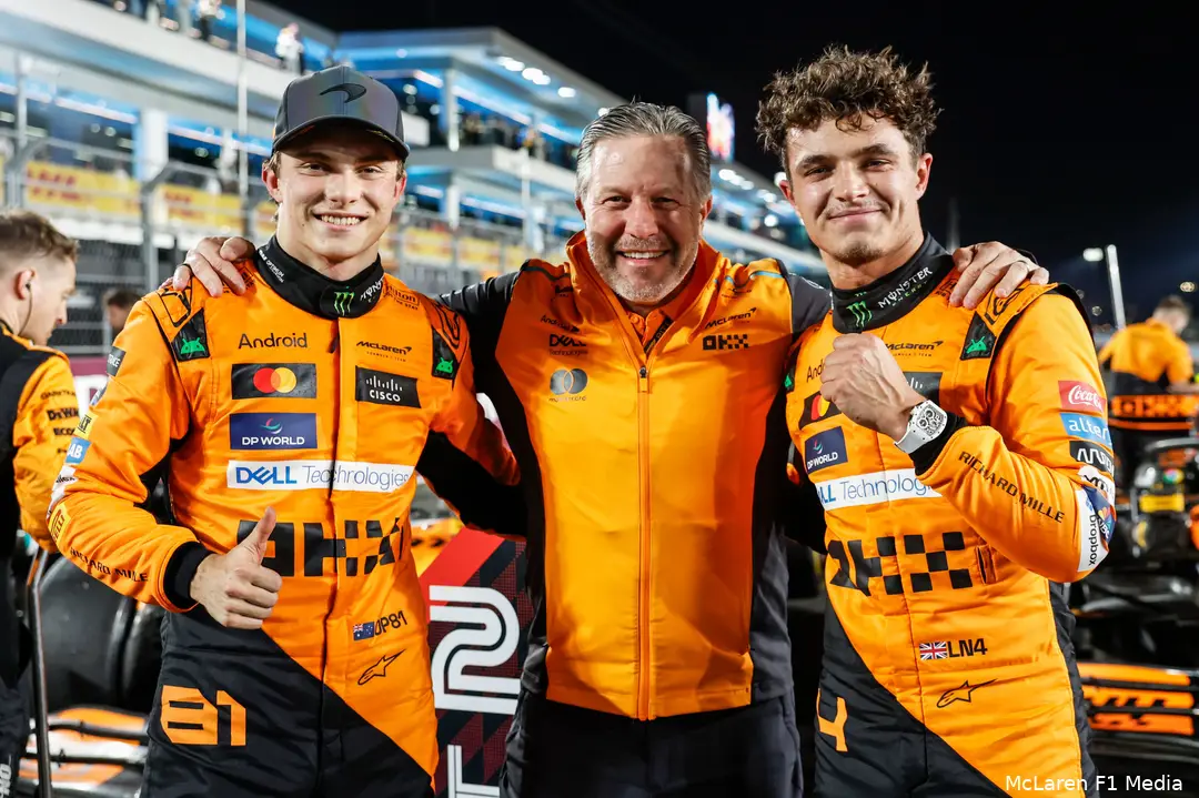 zak brown lando norris oscar piastri sprintrace win mclaren qatar 2024
