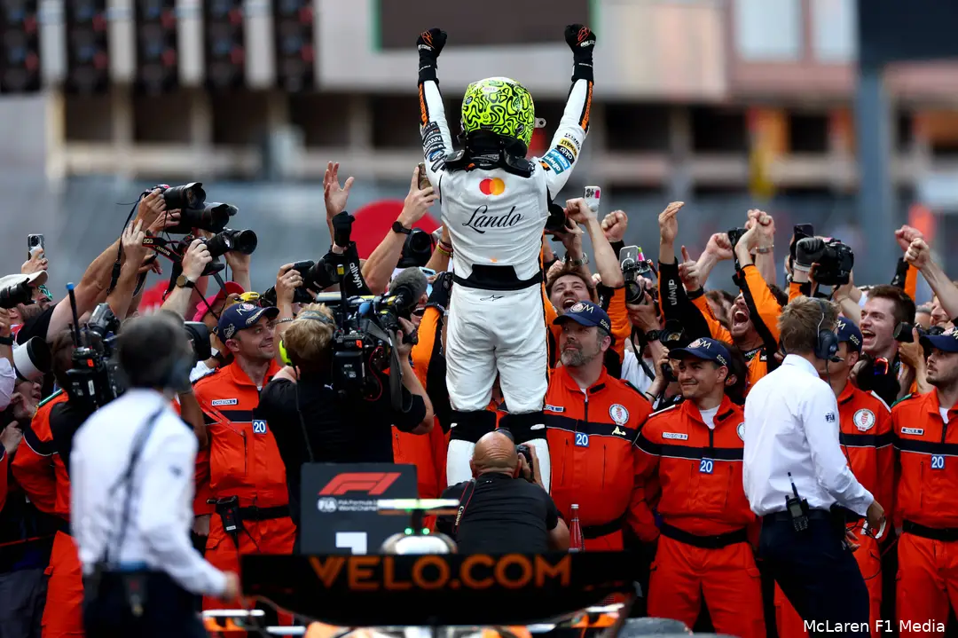 Norris won voor het eerst in Monaco.&nbsp;