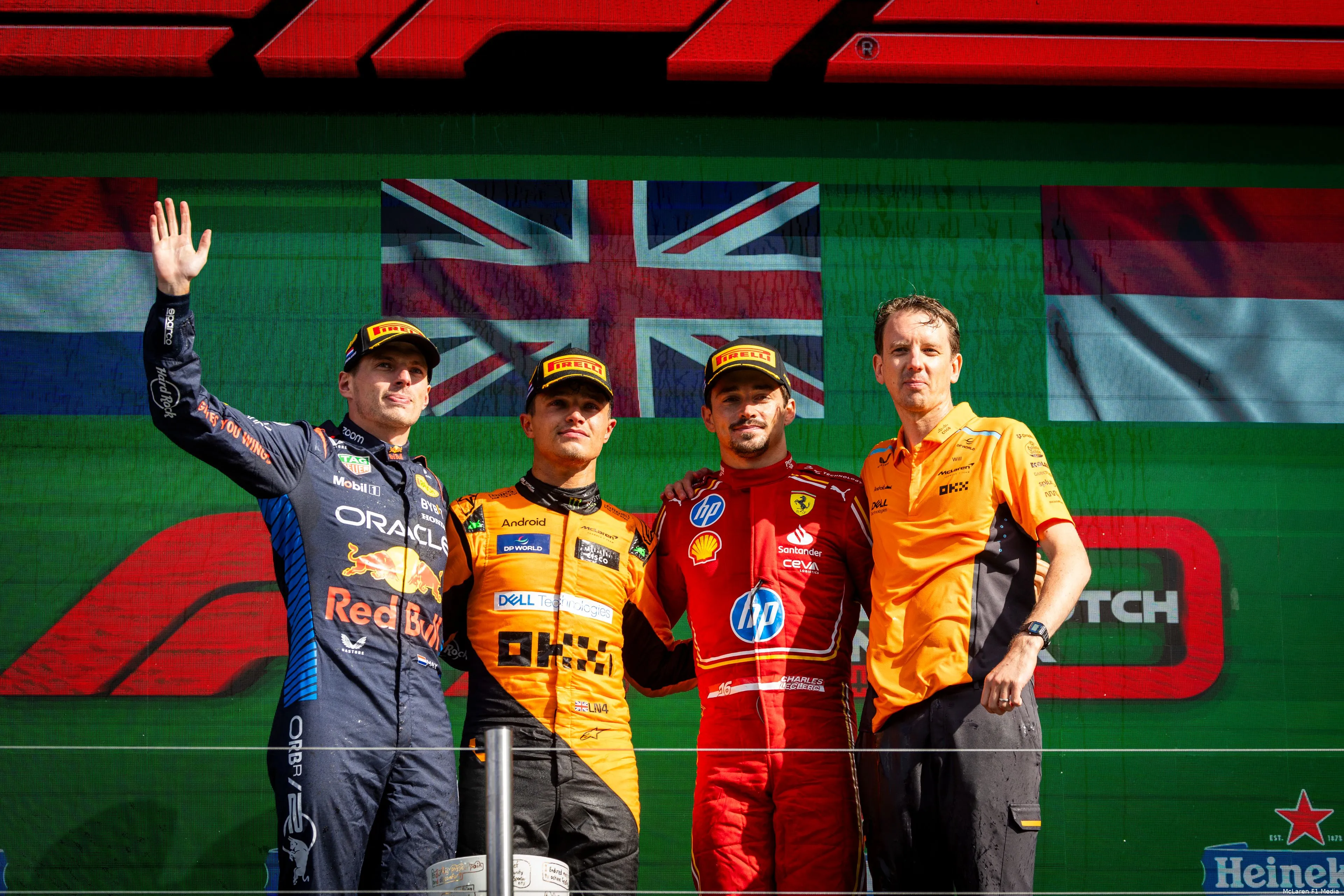 lando norris mclaren max verstappen red bull racing charles leclerc ferrari gp nederland zondag 2024 2