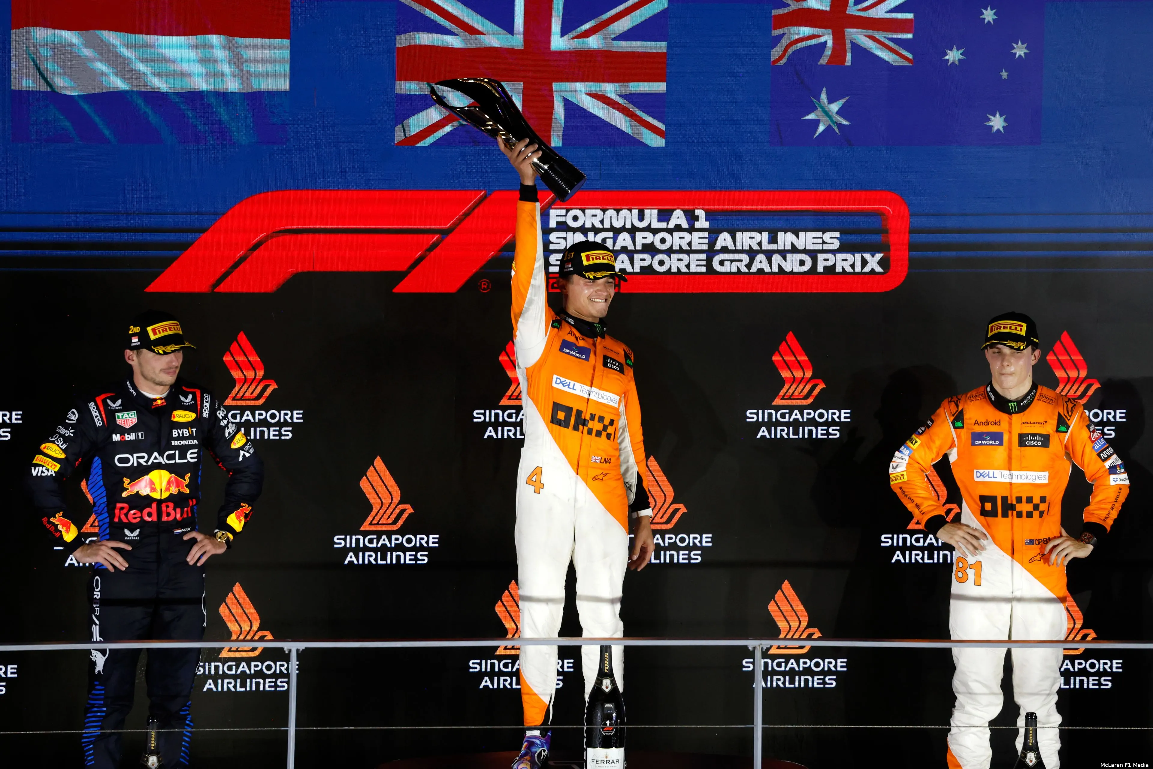 mclaren oscar piastri lando norris max verstappen red bull racing singapore gp zondag 2024