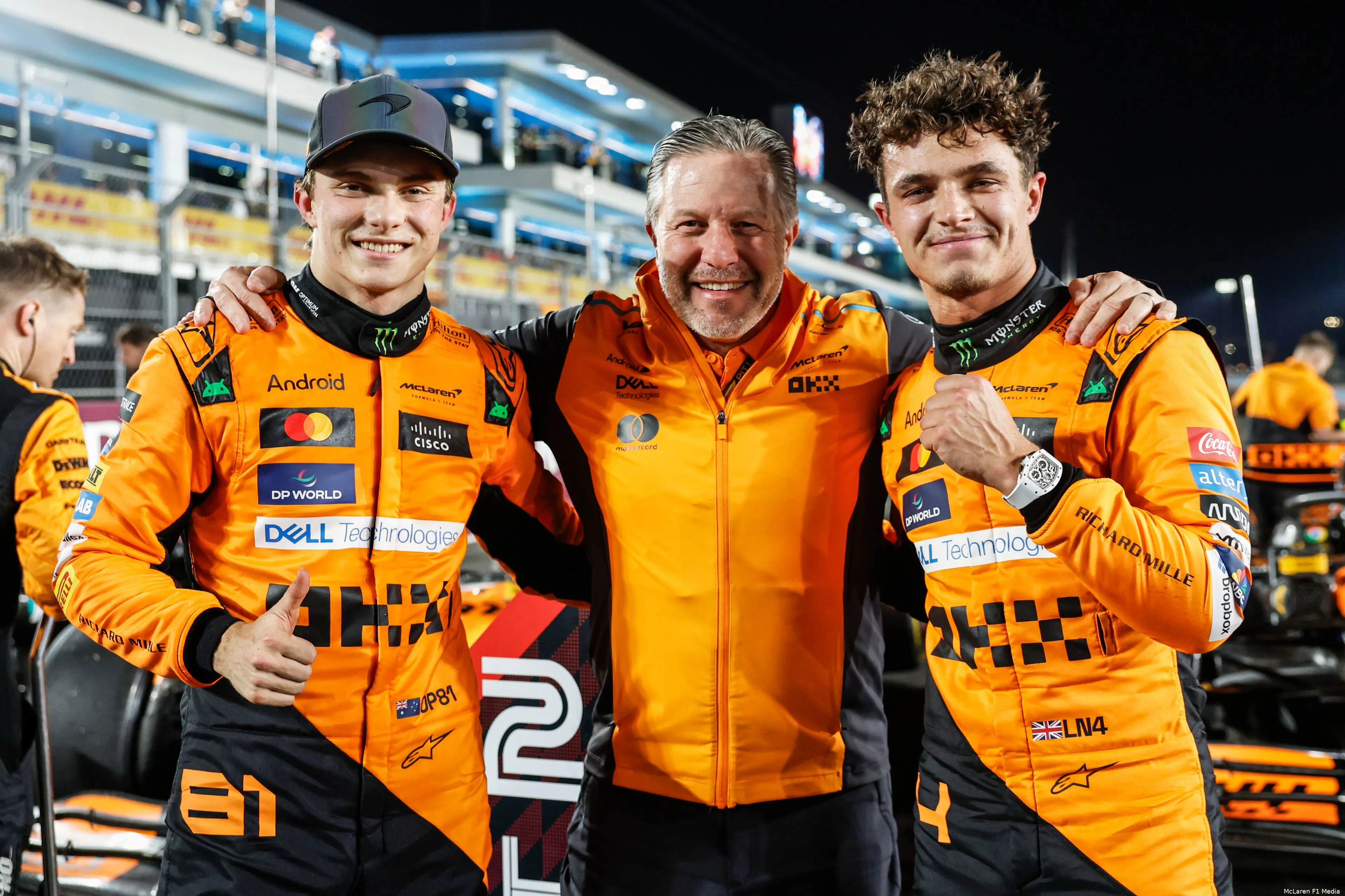 zak brown lando norris oscar piastri sprintrace win mclaren qatar 2024