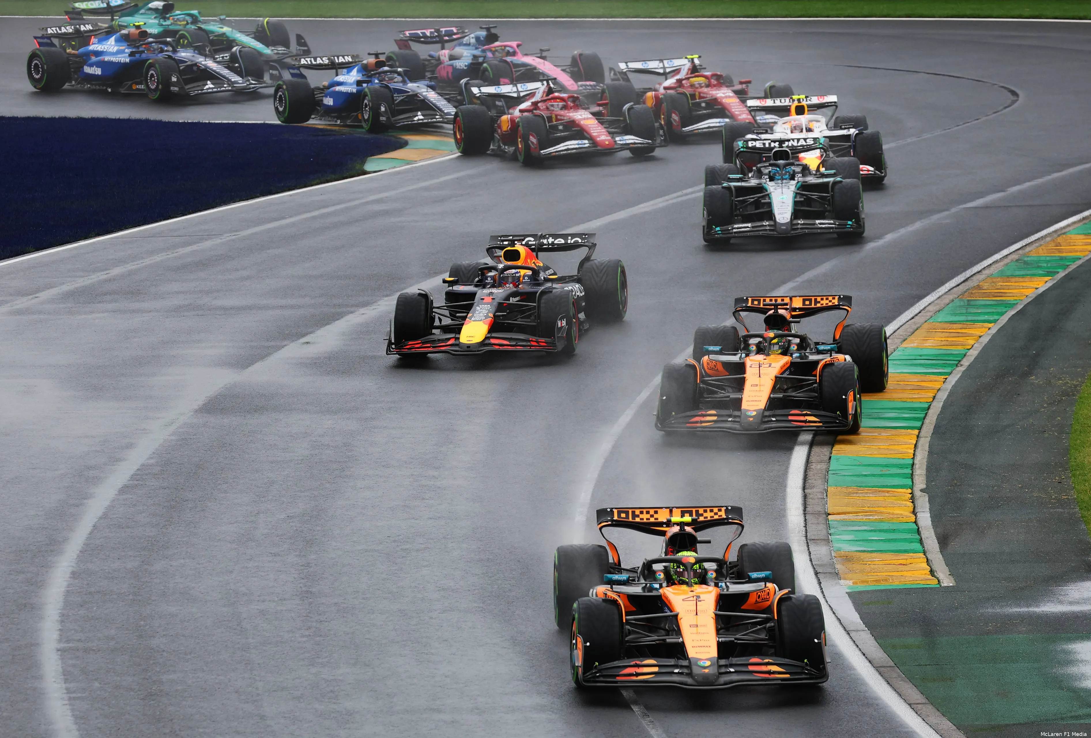 oscar piastri lando norris mclaren george russell max verstappen gp australie zondag 2025
