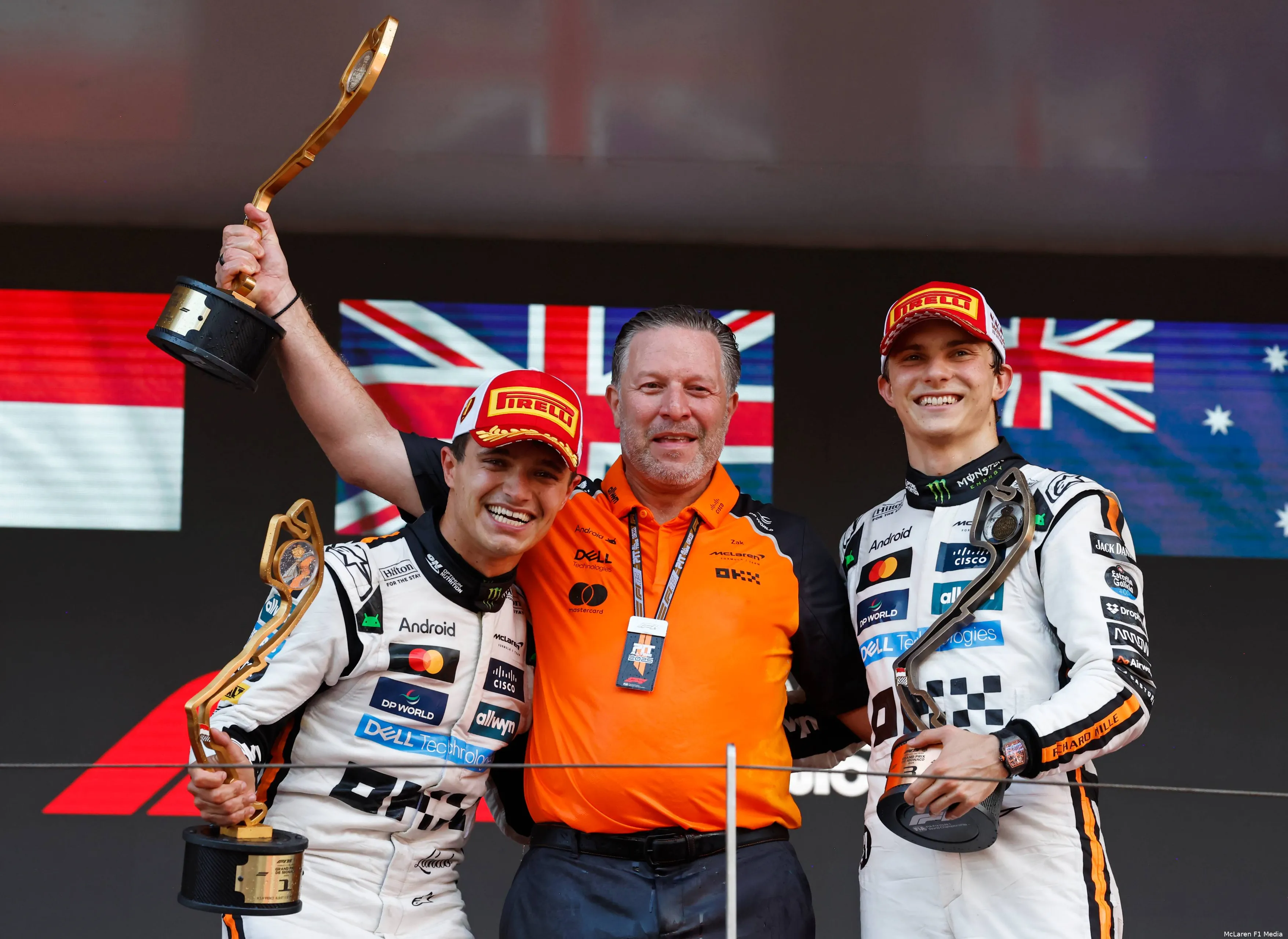 oscar piastri lando norris mclaren 2025 monaco gp zak brown