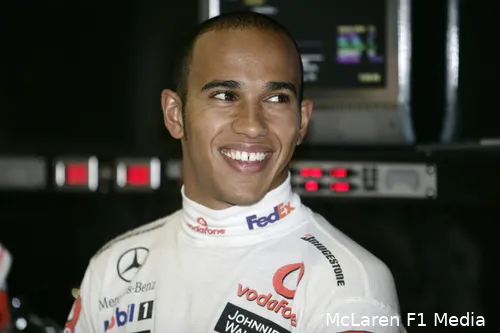 Hamilton in zijn jongere jaren bij McLaren.