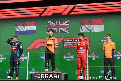 lando norris mclaren max verstappen red bull racing charles leclerc ferrari gp nederland zondag 2024