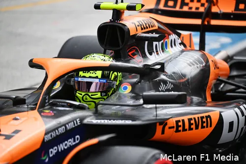 <i>Lando Norris pakte poleposition, de winst, en de snelste ronde.</i>