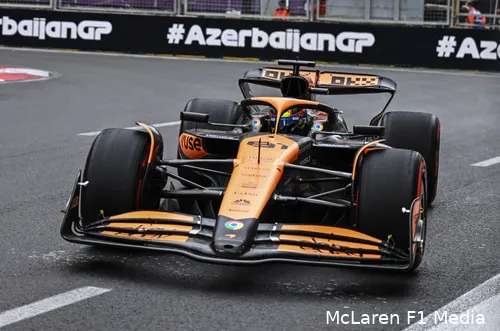 <i>Piastri is de zevende winnaar na acht Grands Prix in Bakoe.</i>