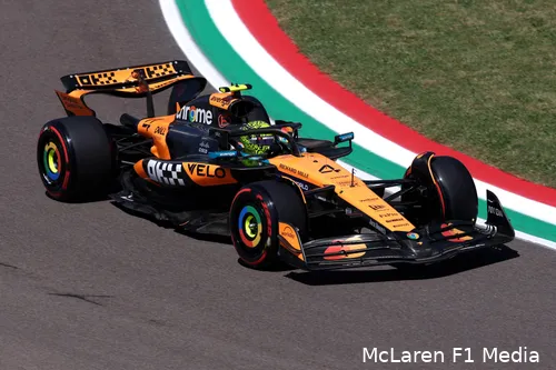 Norris werd tweede in Imola, maar moest zijn meerdere erkennen in Verstappen en Red Bull.