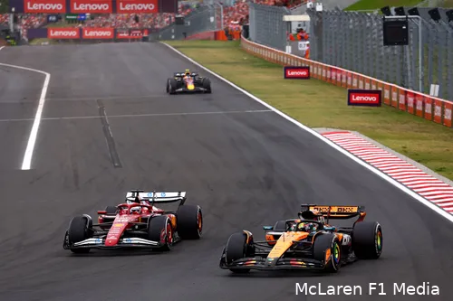 oscar-piastri-race-mclaren-zondag-hongarije-charles-leclerc