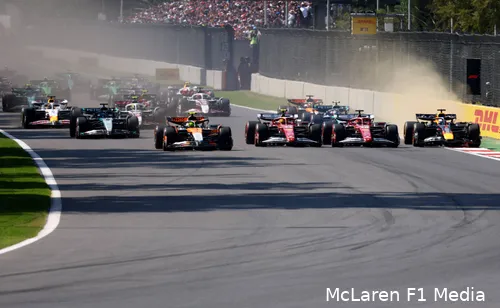 max-verstappen-red-bull-racing-george-russell-mercedes-lewis-hamilton-charles-leclerc-ferrari-lando-norris-mclaren-start-mexico-zondag-2025