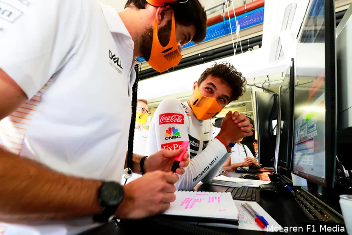 Middels gerichtere feedback aan McLaren wist Norris de MCL35M naar zijn hand te zetten. (Foto: McLaren F1 Media)