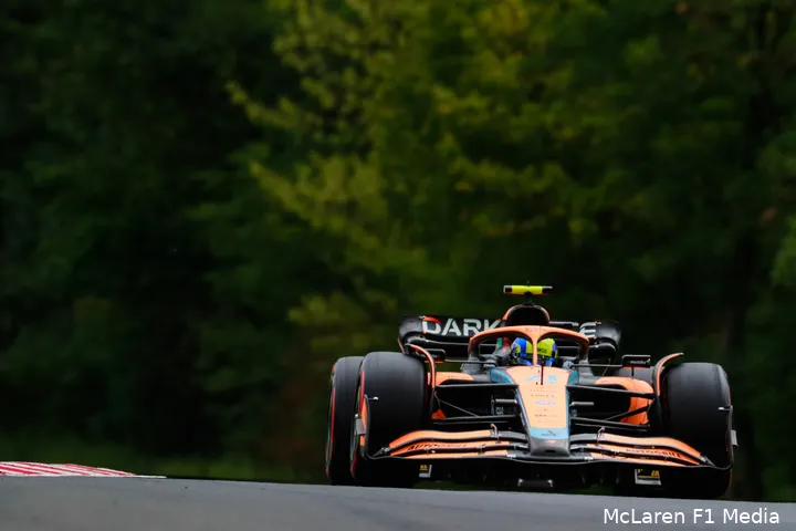 Lando
Norris op de hungaroring, kwalificatie GP Hongarije 2022 (Foto: McLaren F1
Media)