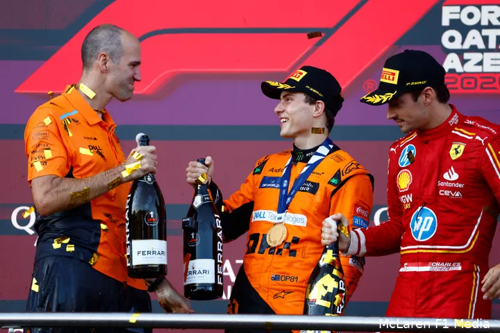 mclaren oscar piastri gp azerbeidzjan zondag 2024 charles leclerc ferrari
