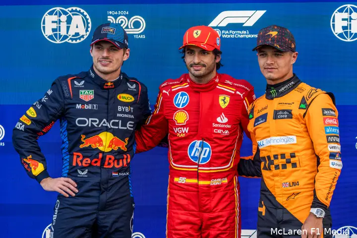 max verstappen carlos sainz lando norris top 3 mexico zaterdag kwalificatie 2024