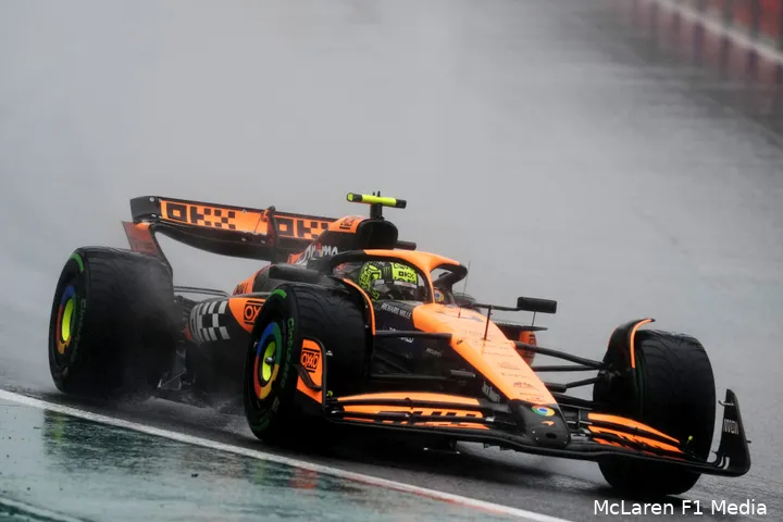 lando norris mclaren 2024 mcl38 regenrace brazilie