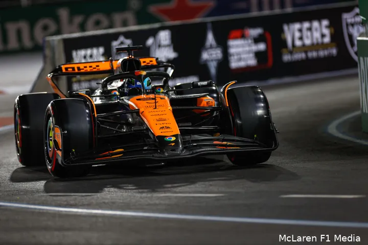 Norris worstelt met zijn McLaren, kwalificatie GP Las vegas 2024.
