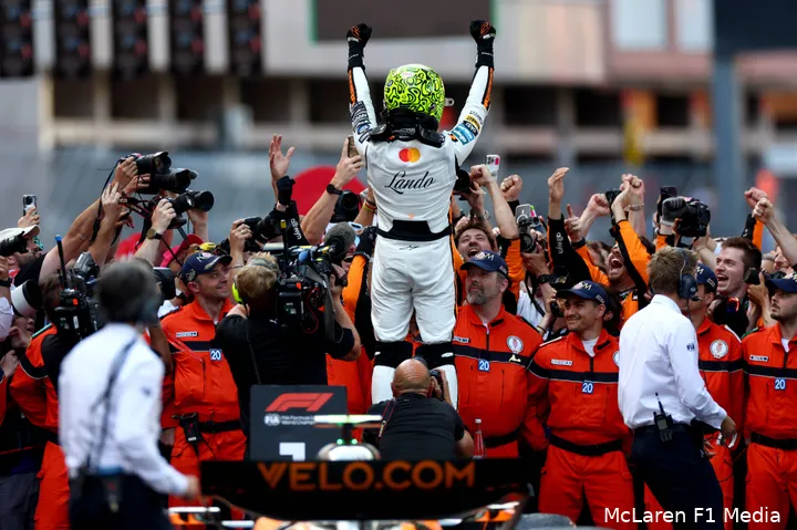 Norris won voor het eerst in Monaco.&nbsp;