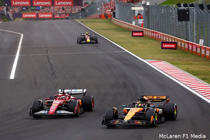 oscar-piastri-race-mclaren-zondag-hongarije-charles-leclerc