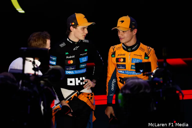 Lando Norris and Oscar Piastri of McLaren F1