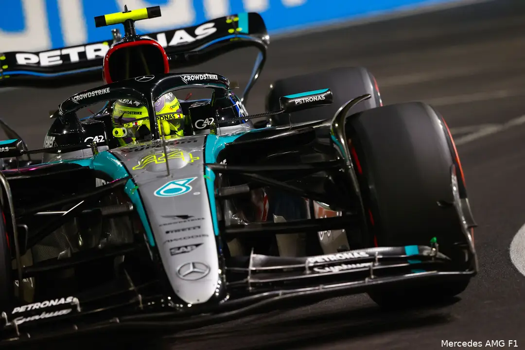Hamilton werd uiteindelijk tweede in Las Vegas.