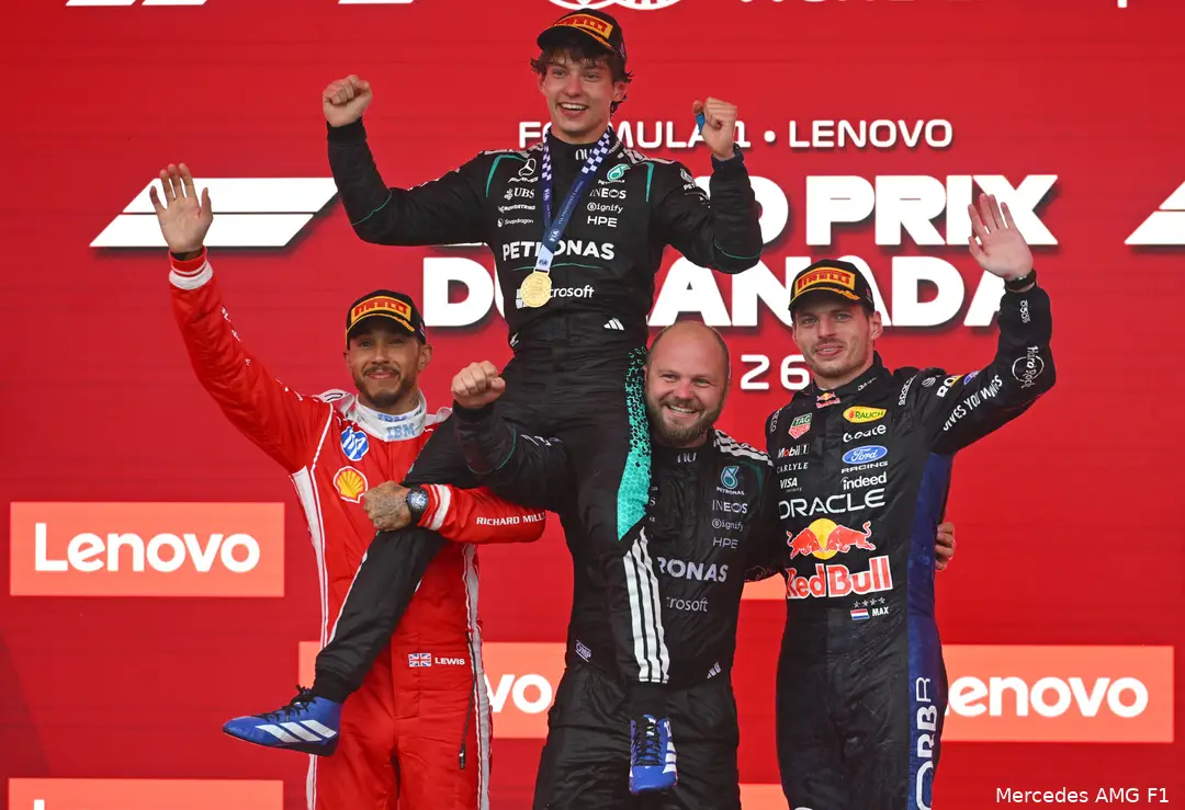 kimi-antonelli-mercedes-lewis-hamilton-ferrari-max-verstappen-red-bull-2026-canada-zondag-race-podium
