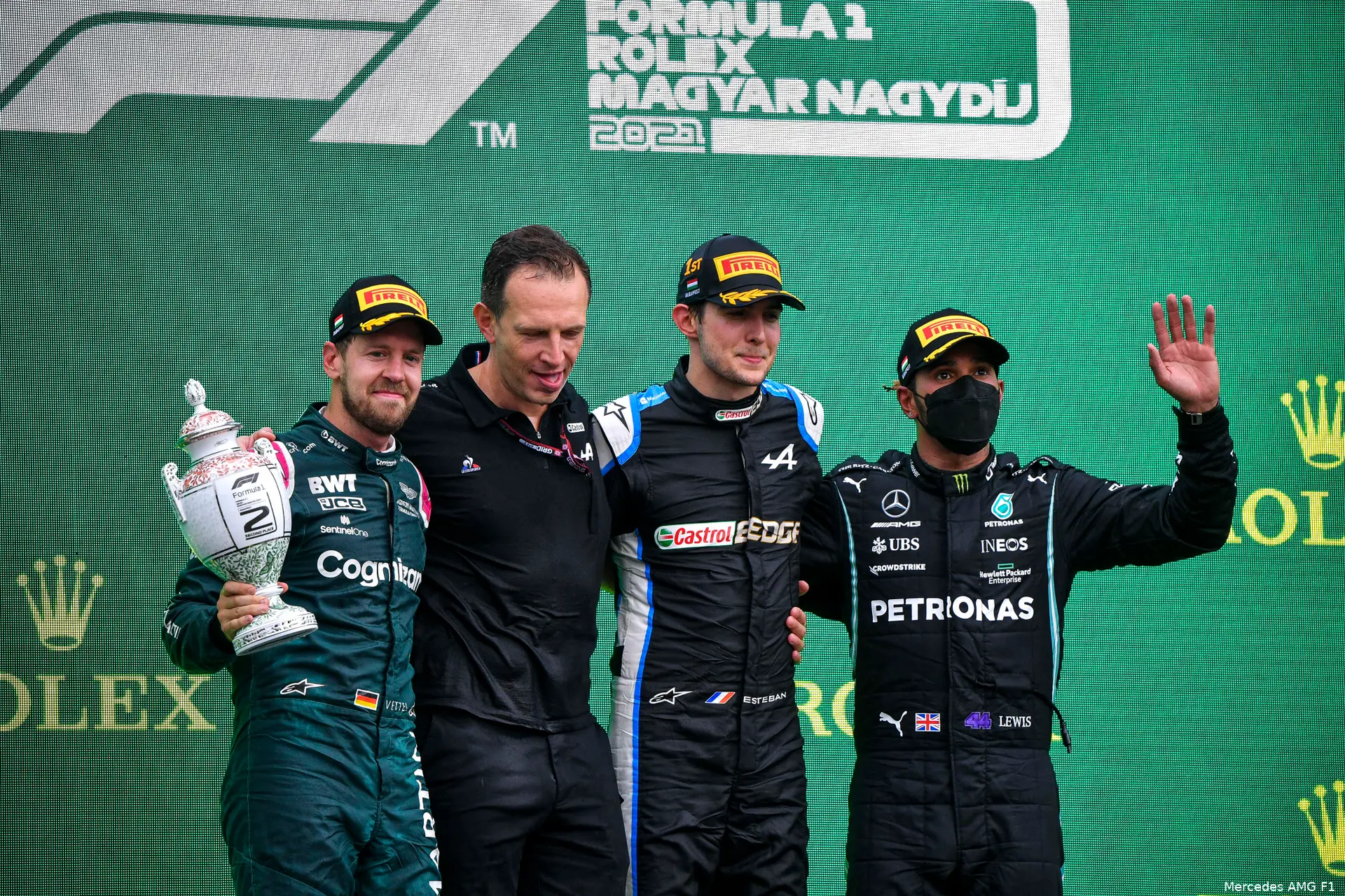 Sebastian Vettel Esteban Ocon Lewis Hamilton