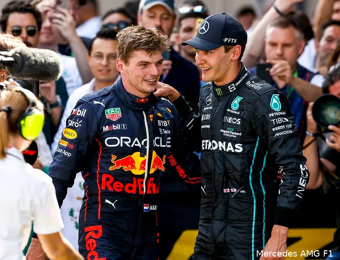 George Russell Max Verstappen Mercedes Red Bull Racing GP Spanje 2022 1