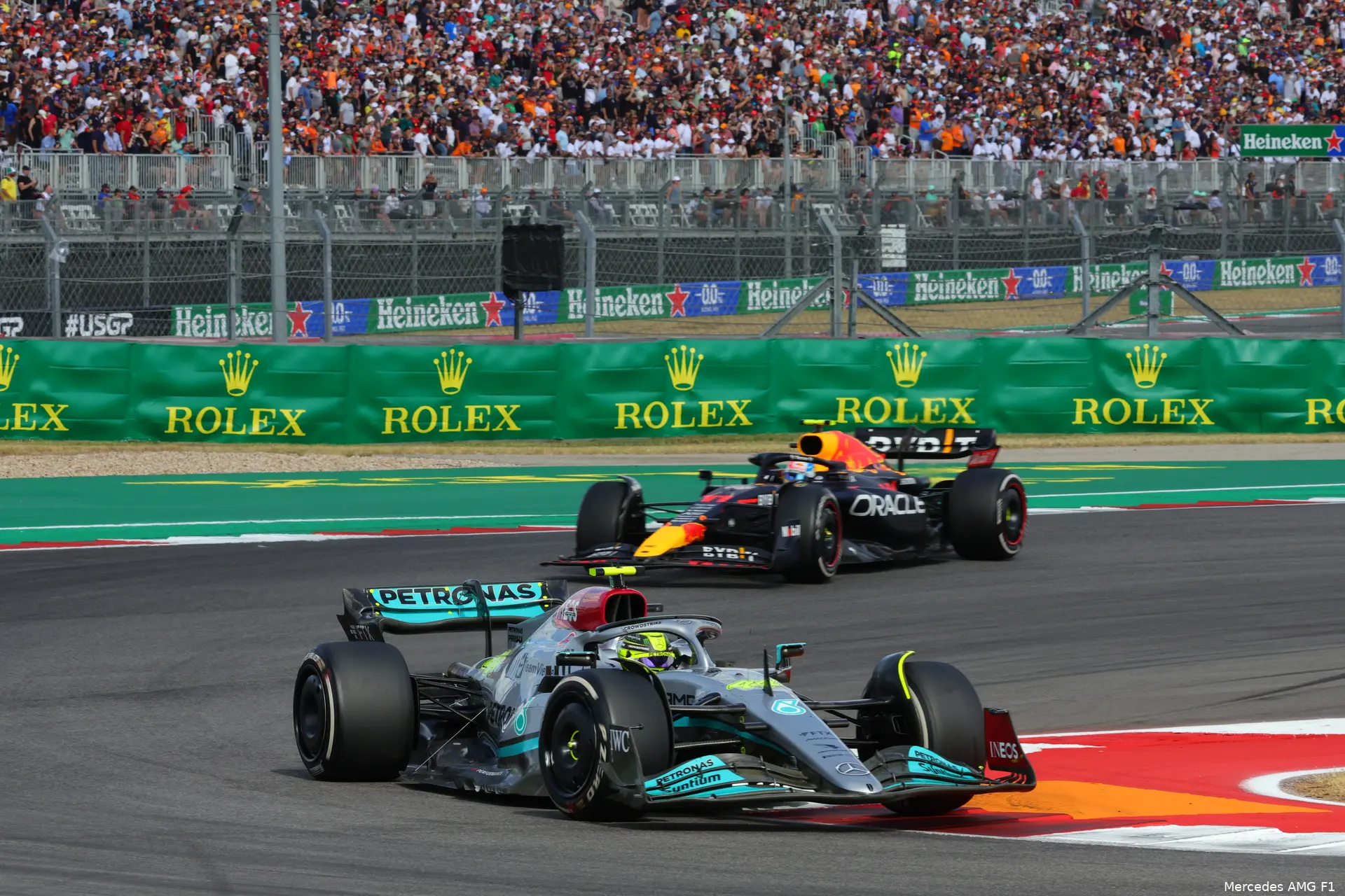 Lewis Hamilton Sergio Pérez W13 Mercedes RB18 Red Bull Racing F1 GP Verenigde Staten 2022