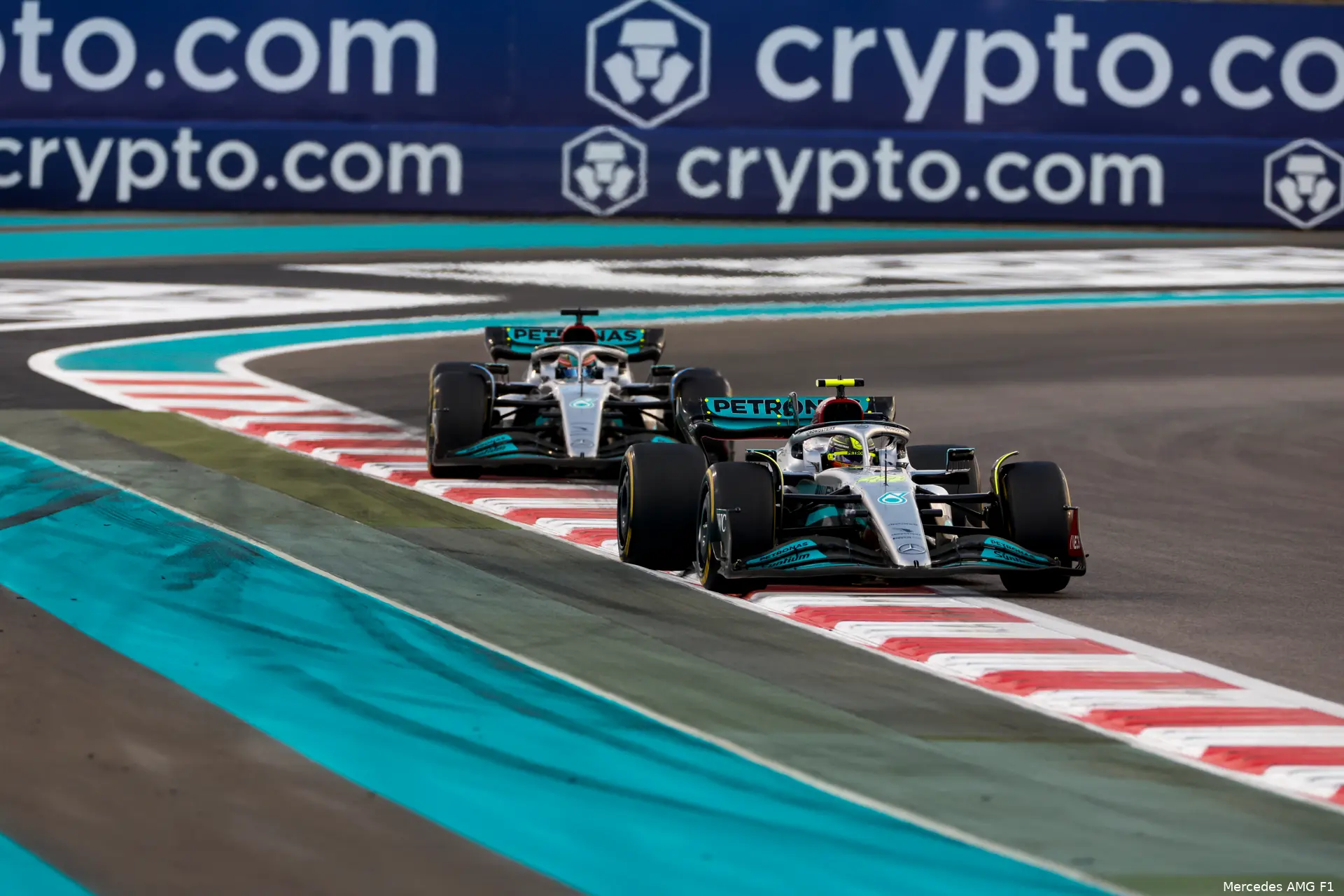 Lewis Hamilton George Russell W13 Mercedes F1 GP Abu Dhabi 2022