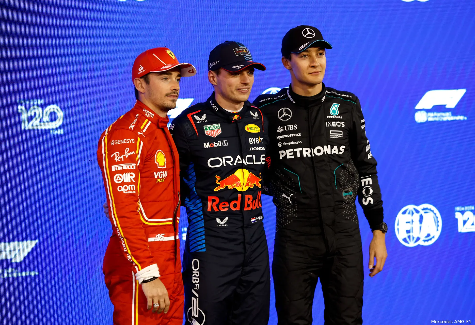 george russell w15 bahrein max verstappen charles leclerc