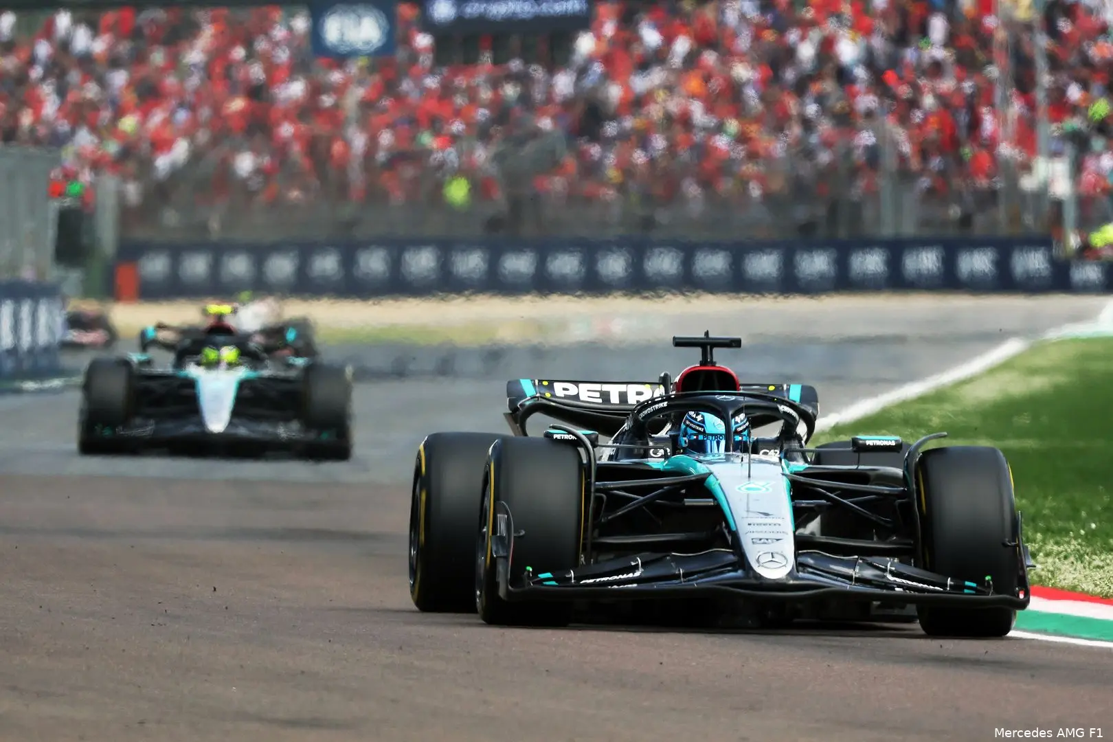 mercedes gp emilia romagna imola 2024 russell hamilton