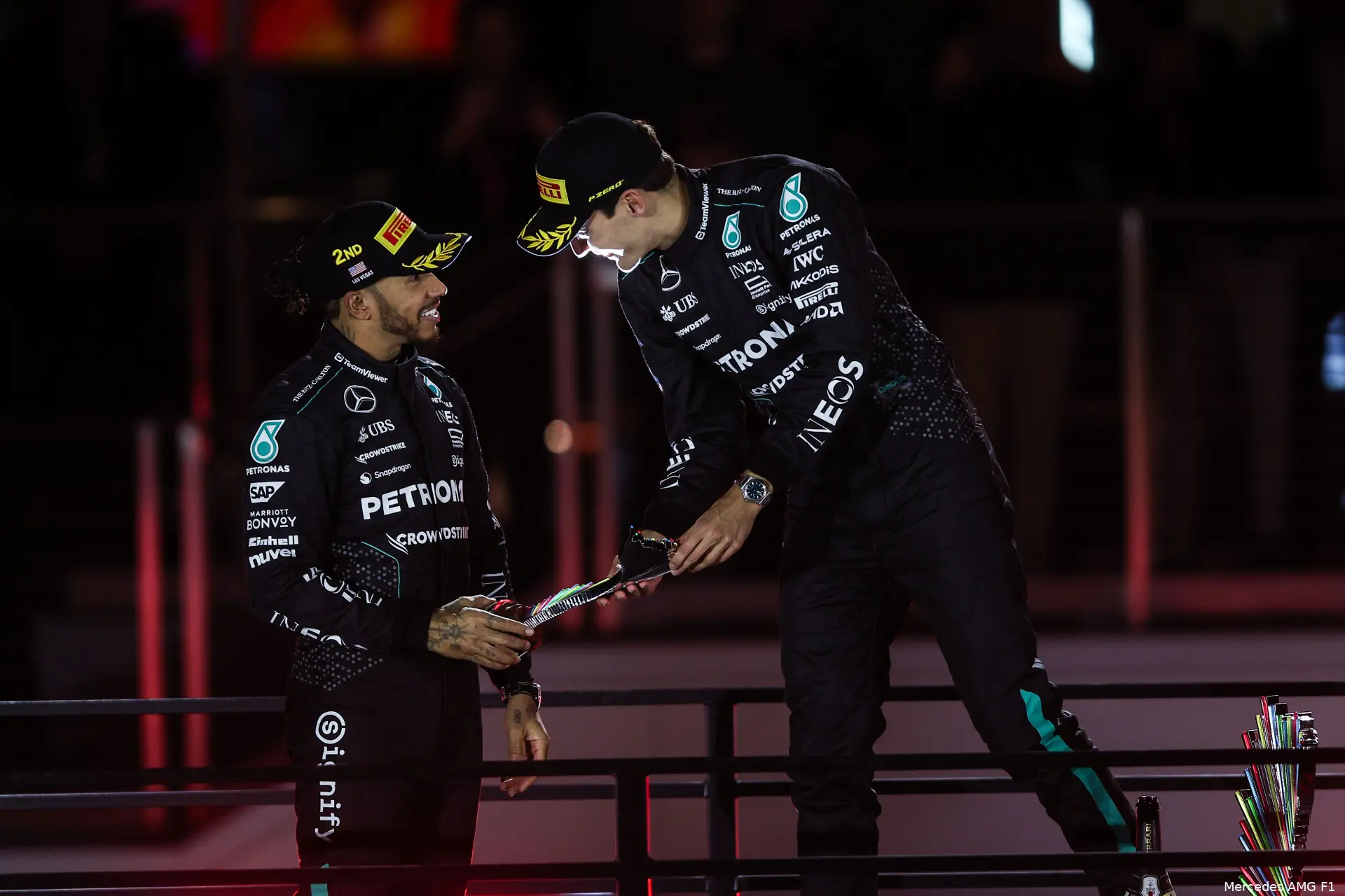russell mercedes zaterdag las vegas 1 lewis hamilton