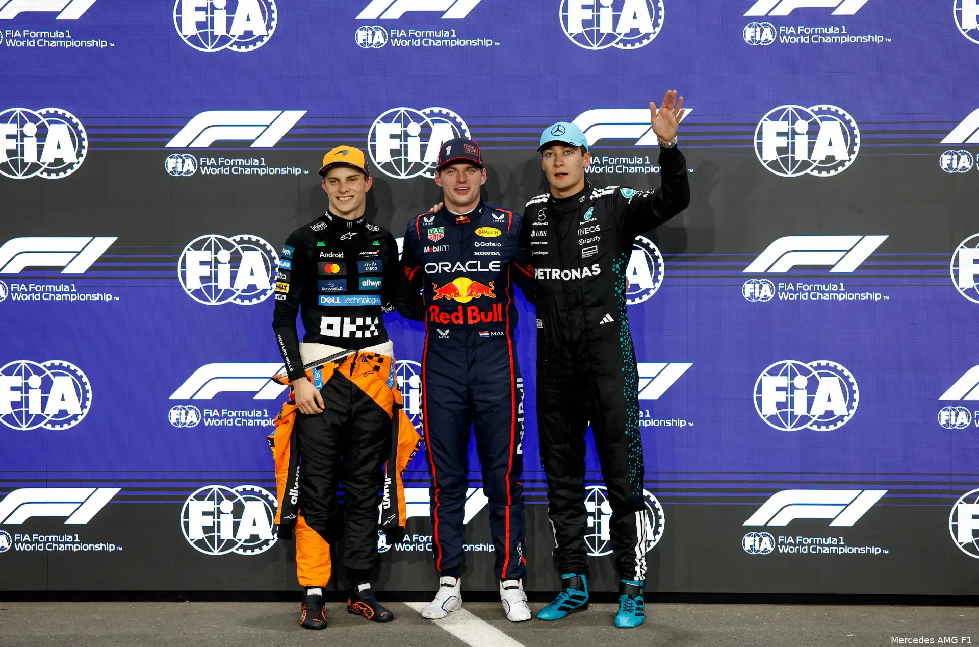 mercedes george russell max verstappen red bull racing mclaren oscar piastri gp saoedi arabie 2025 zaterdag