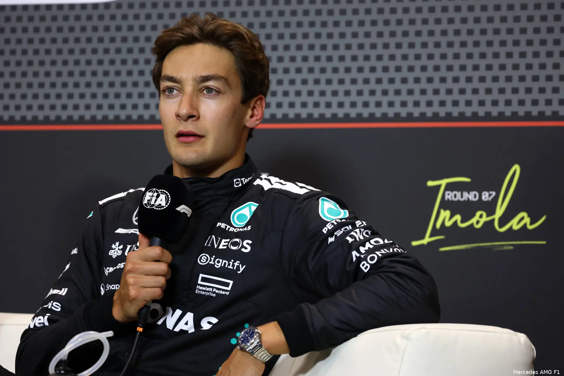 mercedes george russell gp emilia romagna imola 2025 zaterdag 12