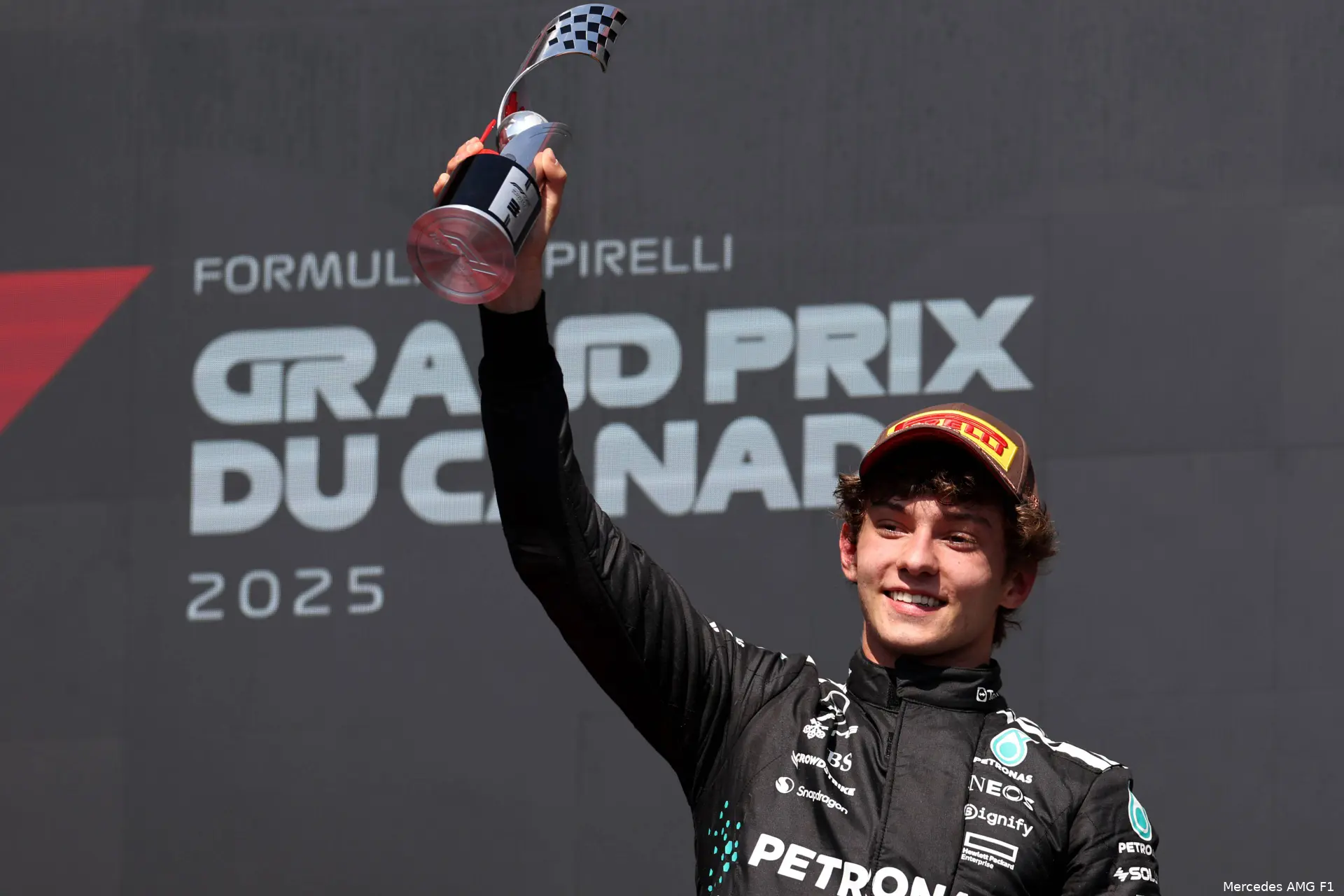 kimi antonelli podium mercedes canada 2025