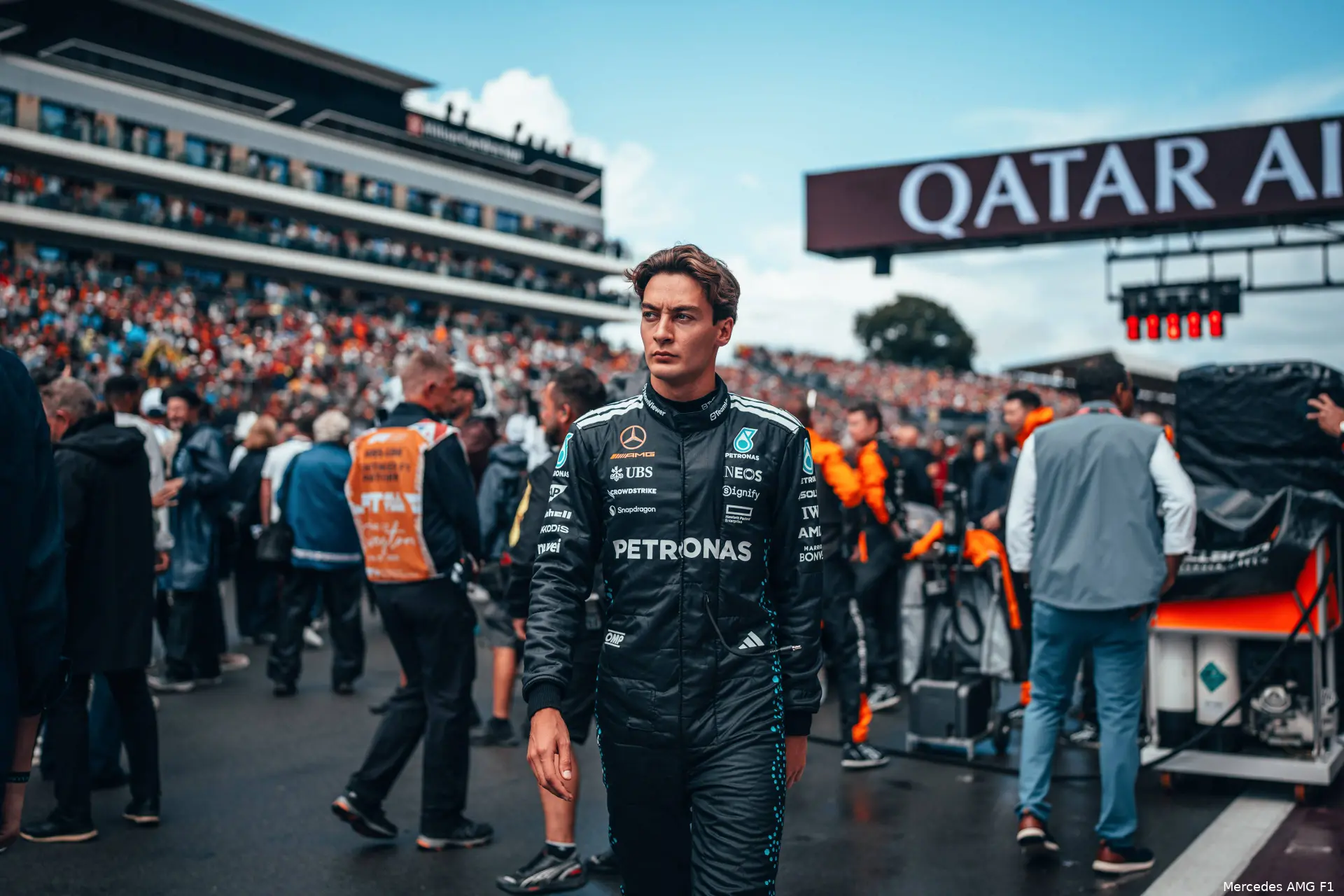 george russell mercedes 2025 silverstone groot brittannie zondag grid