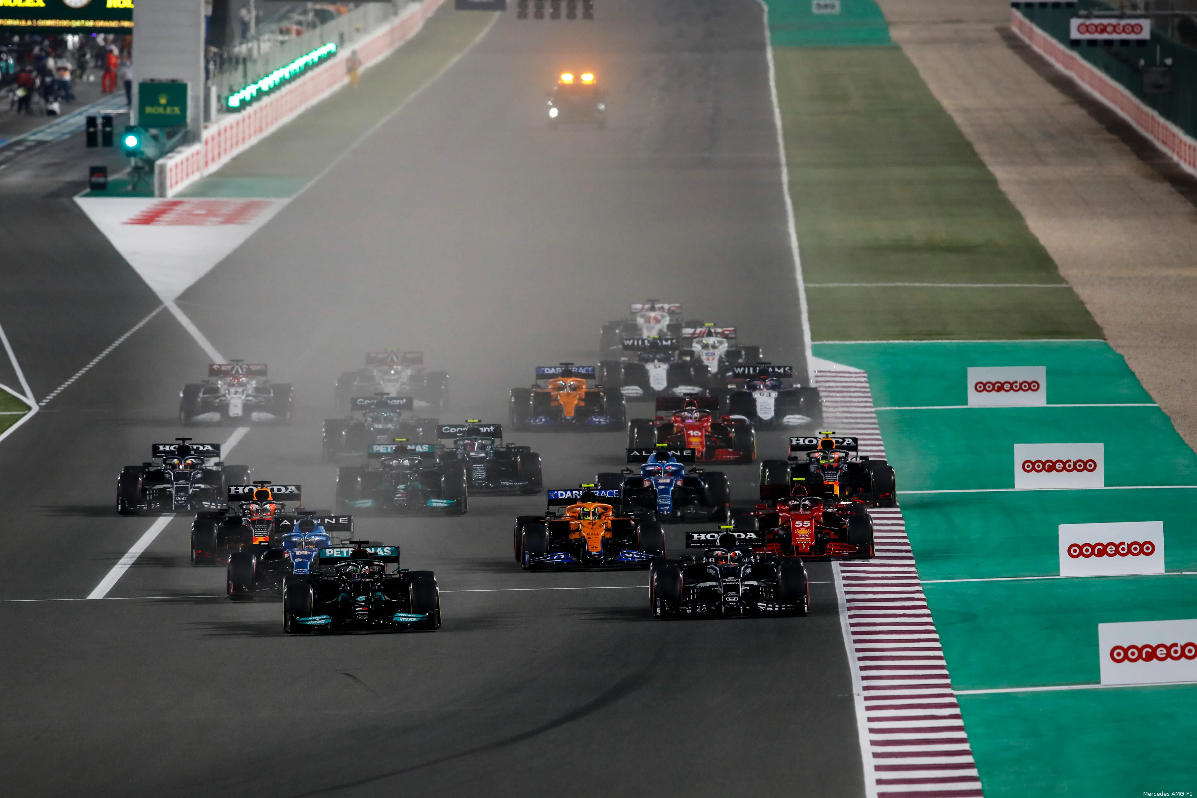 mercedes grid start qatar hamilton fia