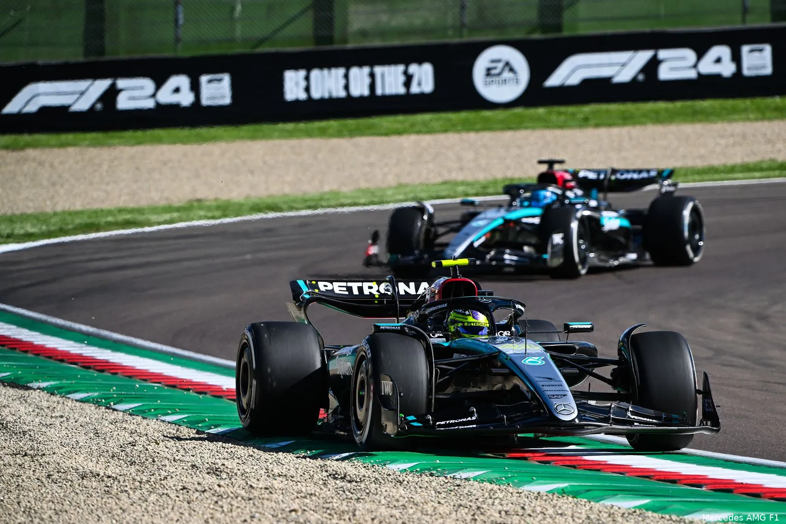 mercedes gp emilia romagna imola 2024 russell hamilton