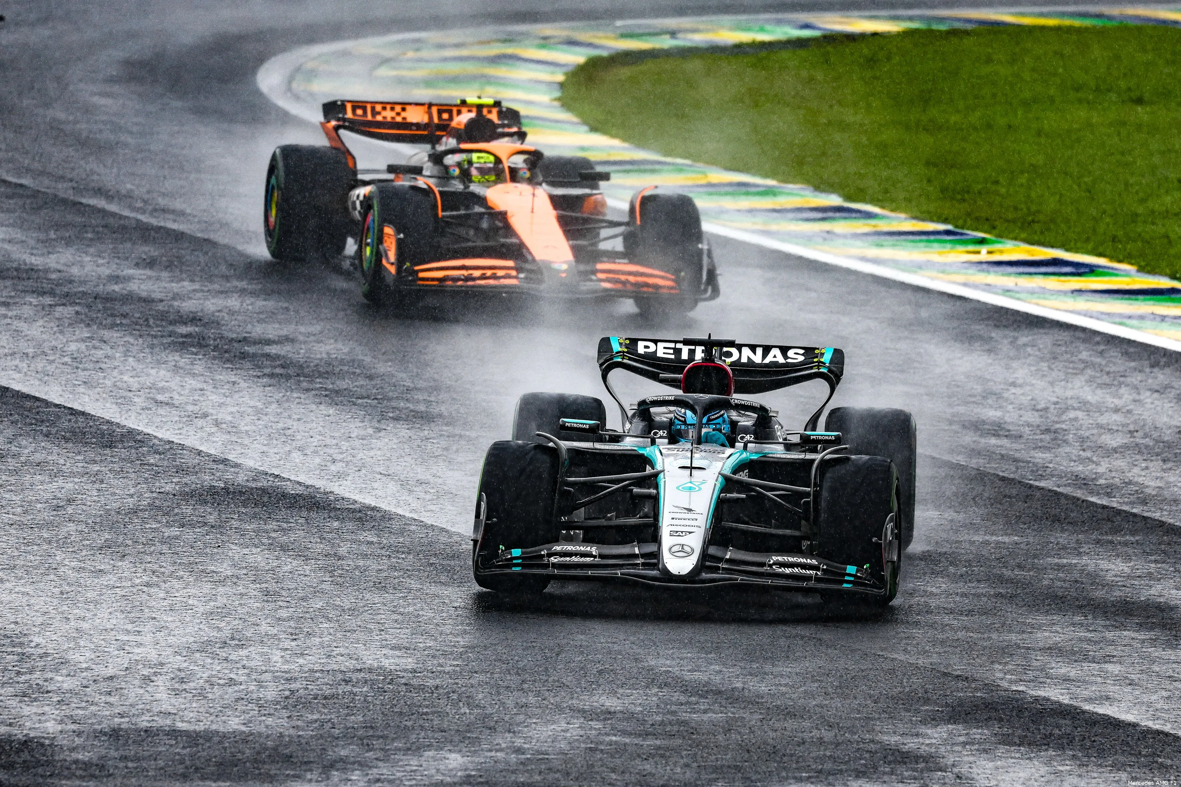 george russell mercedes lando norris 2024 brazilie mclaren