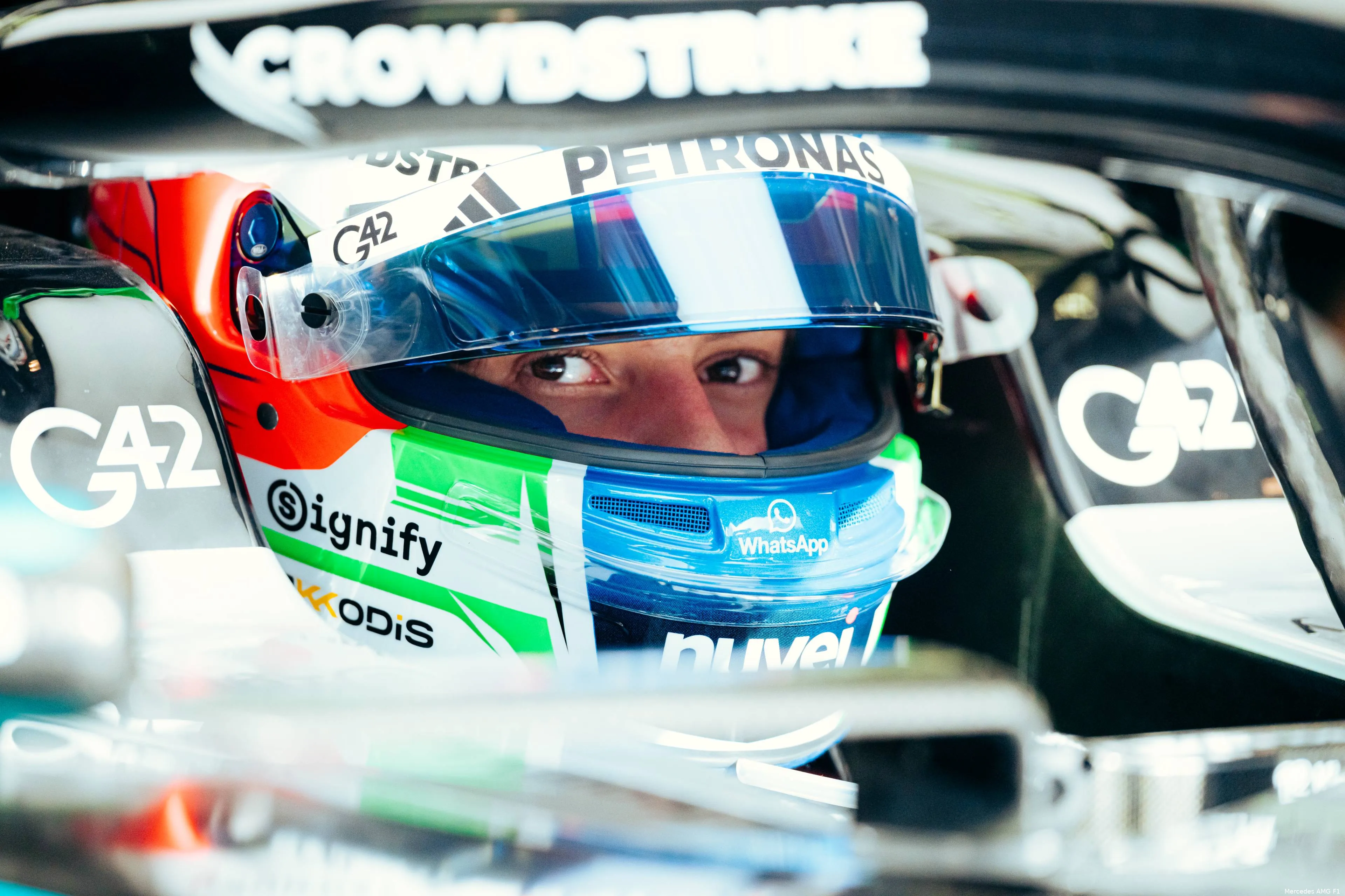 andrea kimi antonelli mercedes bahrein 2025 zaterdag