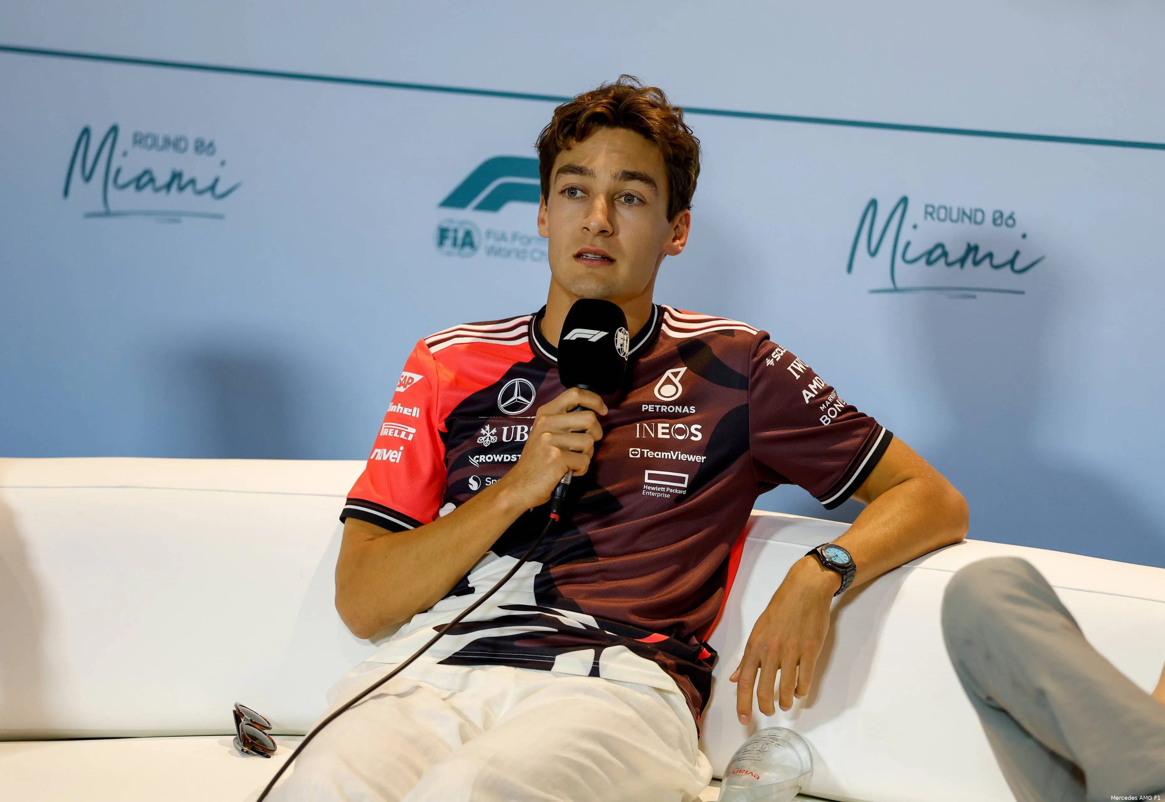 george russell mercedes 2025 miami donderdag persconferentie