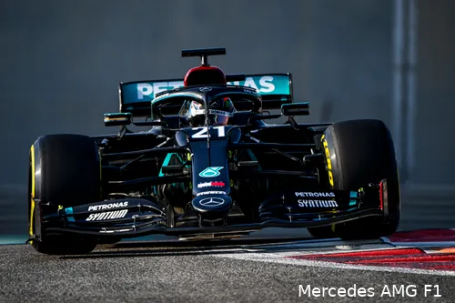 Bij Mercedes mocht De Vries zijn eerste officiële kilometers in de F1-bolide maken. (Foto: Mercedes AMG F1)&nbsp;