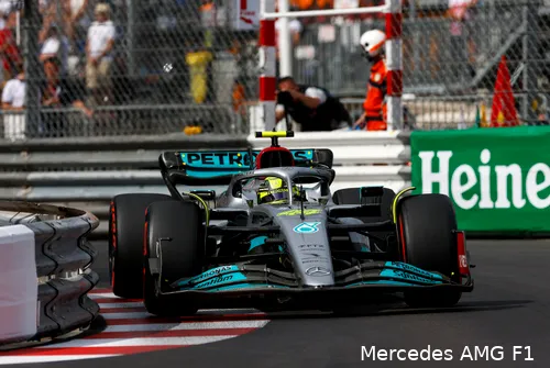 Lewis Hamilton tijdens de kwalificatie van de Gran Prix van Monaco (Foto:
Mercedes AMG F1)