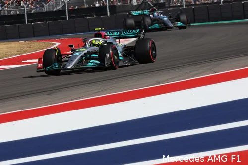 Lewis Hamilton en George
Russell tijdens de kwalificatie kwalificatie, Grand Prix van de Verenigde Staten 2022
(Foto: Mercedes AMG F1)