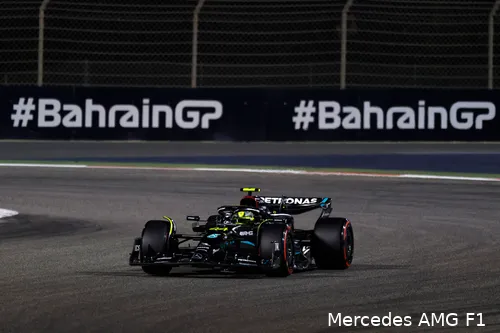 Lewis Hamilton in zijn zero-sidepod-bolide, kwalificatie GP Bahrein 2023 (Foto:
Mercedes AMG F1)