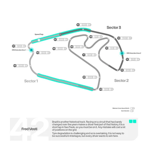 <i>Het circuit van Interlagos (Bron: Mercedes AMG F1).</i>