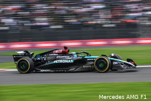 George Russell in actie in Mexico.