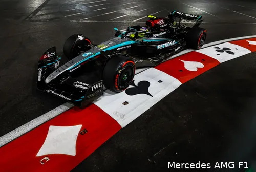 <i>Lewis Hamilton eindigde de Grand Prix van Las Vegas als tweede, nadat hij vanaf P10 moest starten.</i>
